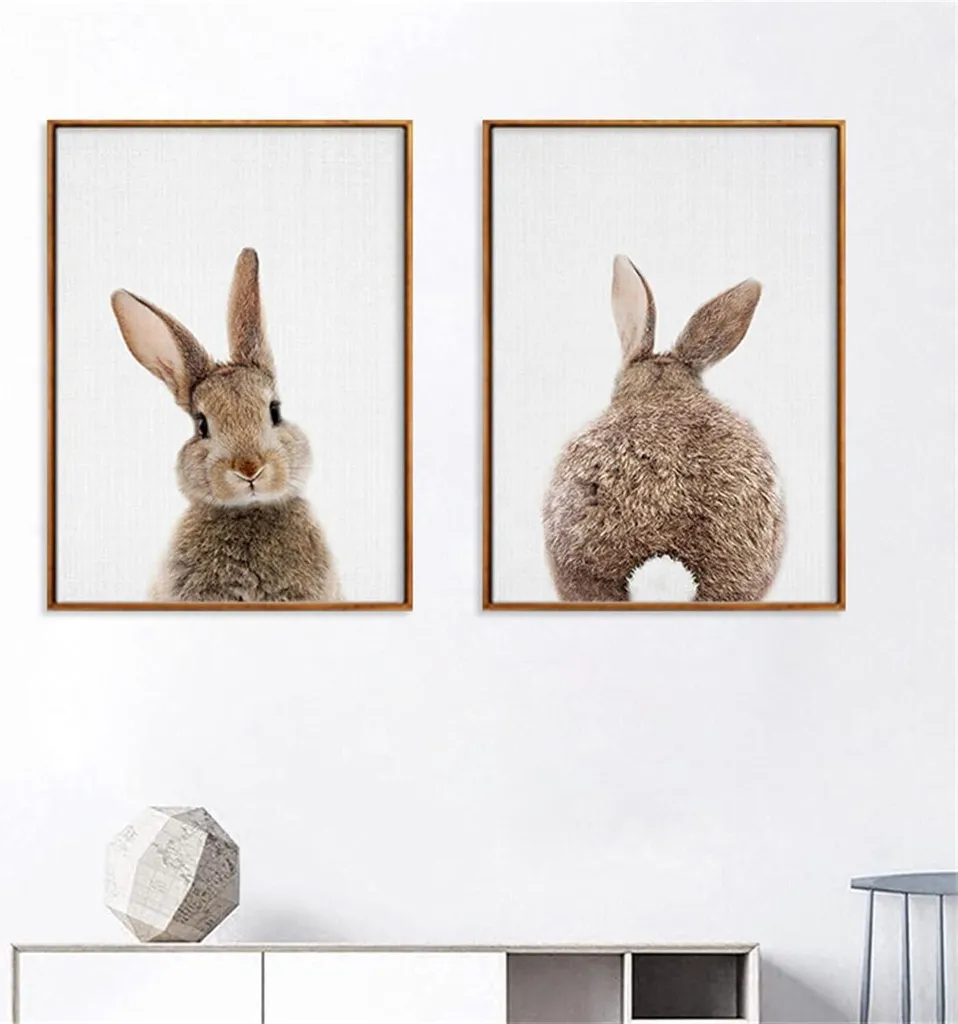 Décoration murale lapins pour chambre enfant : set de 2 affiches 50x70 cm