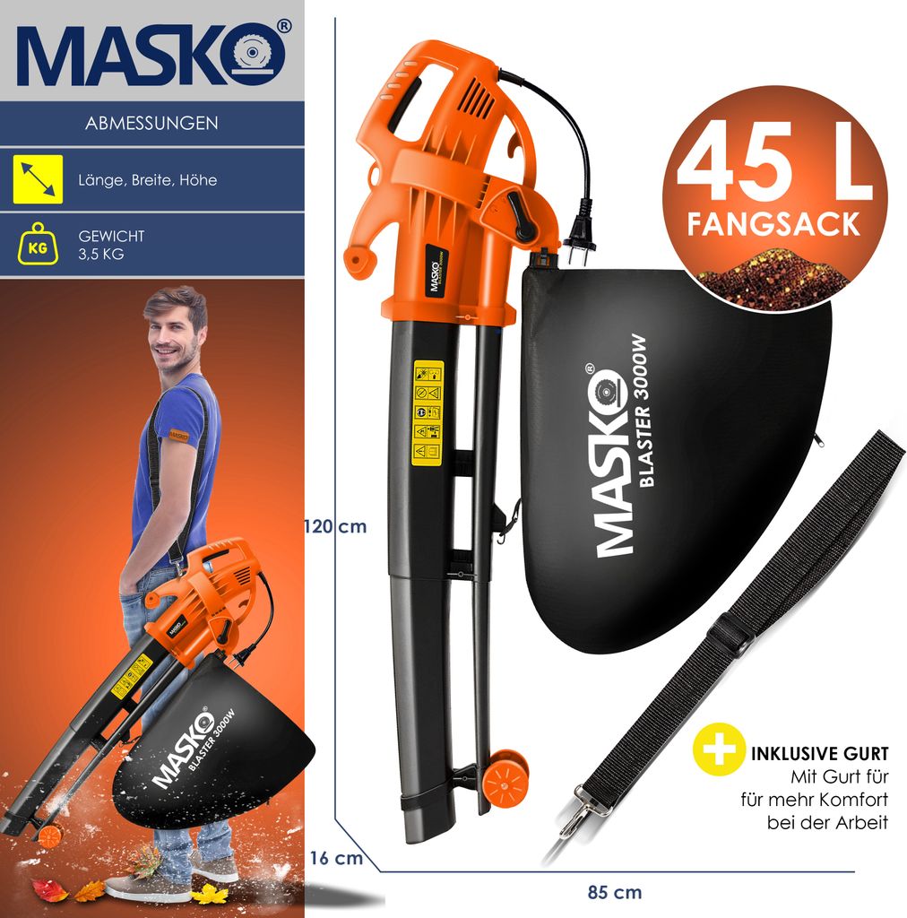 MASKO® Elektro Laubsauger 3in1 Elektrischer 3000W 45L Produktbild 9
