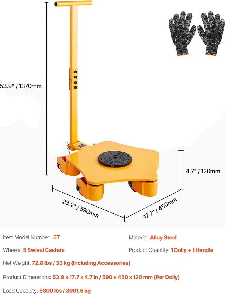 Patin rouleur 4000 kg rotatif 360° pour déplacement d'engins lourds