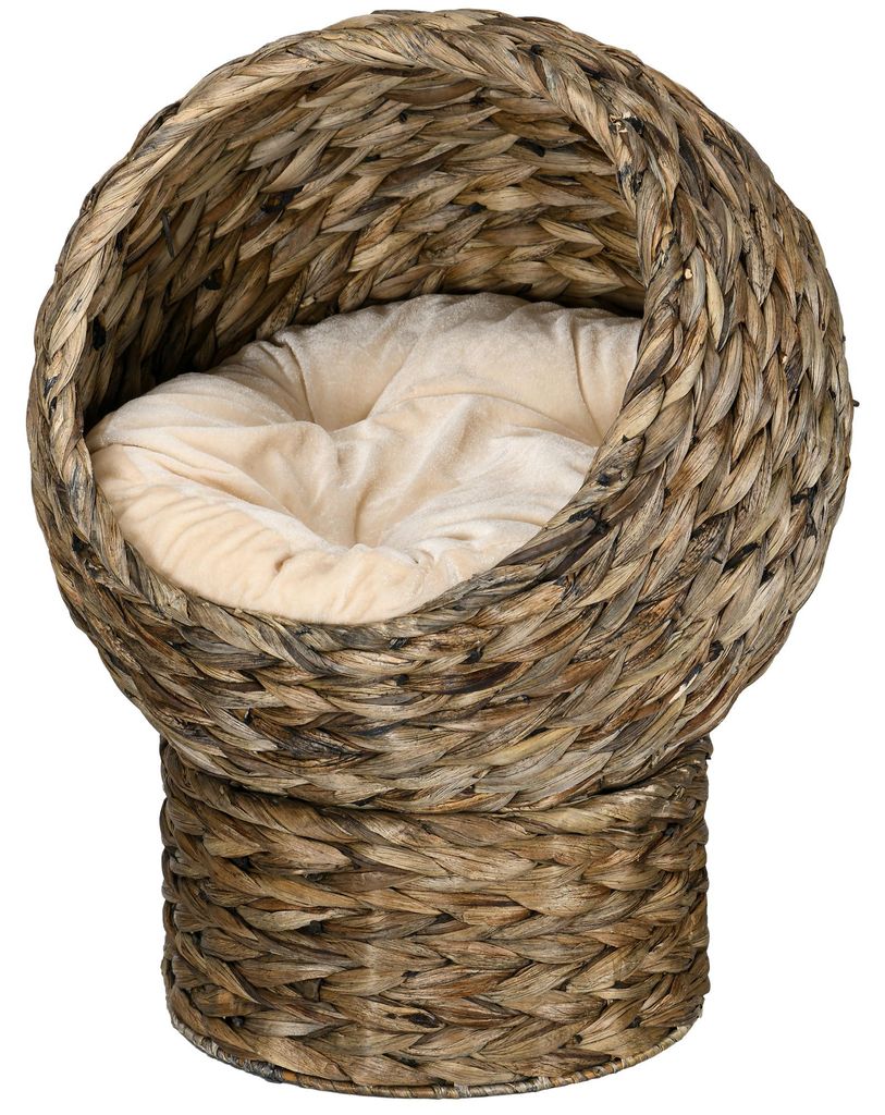 PawHut Rattan Katzenkorb Katzenhöhle Katzenbett mit Kissen Produktbild 
