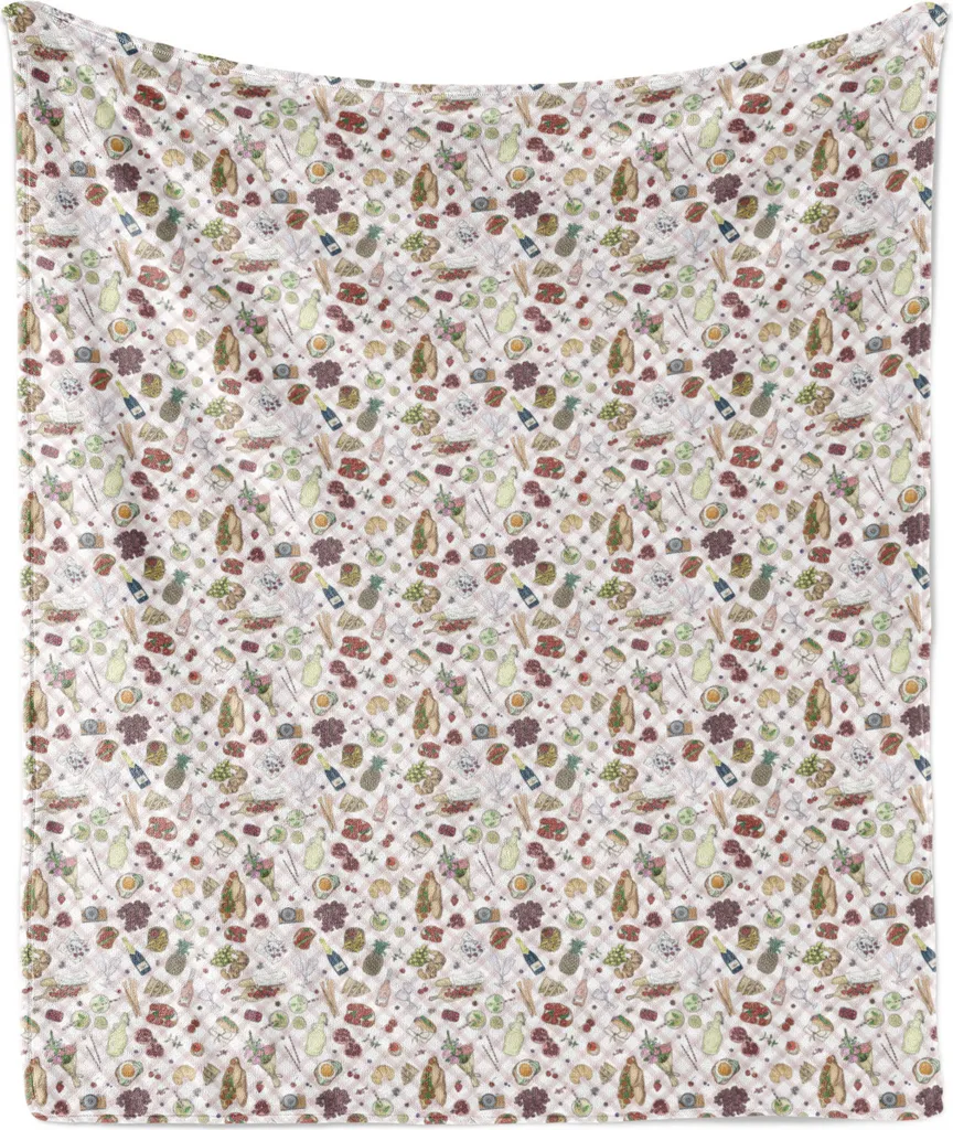 ABAKUHAUS Coperta Pile Flanella 173x230cm | Plaid Picnic Happy Doodle