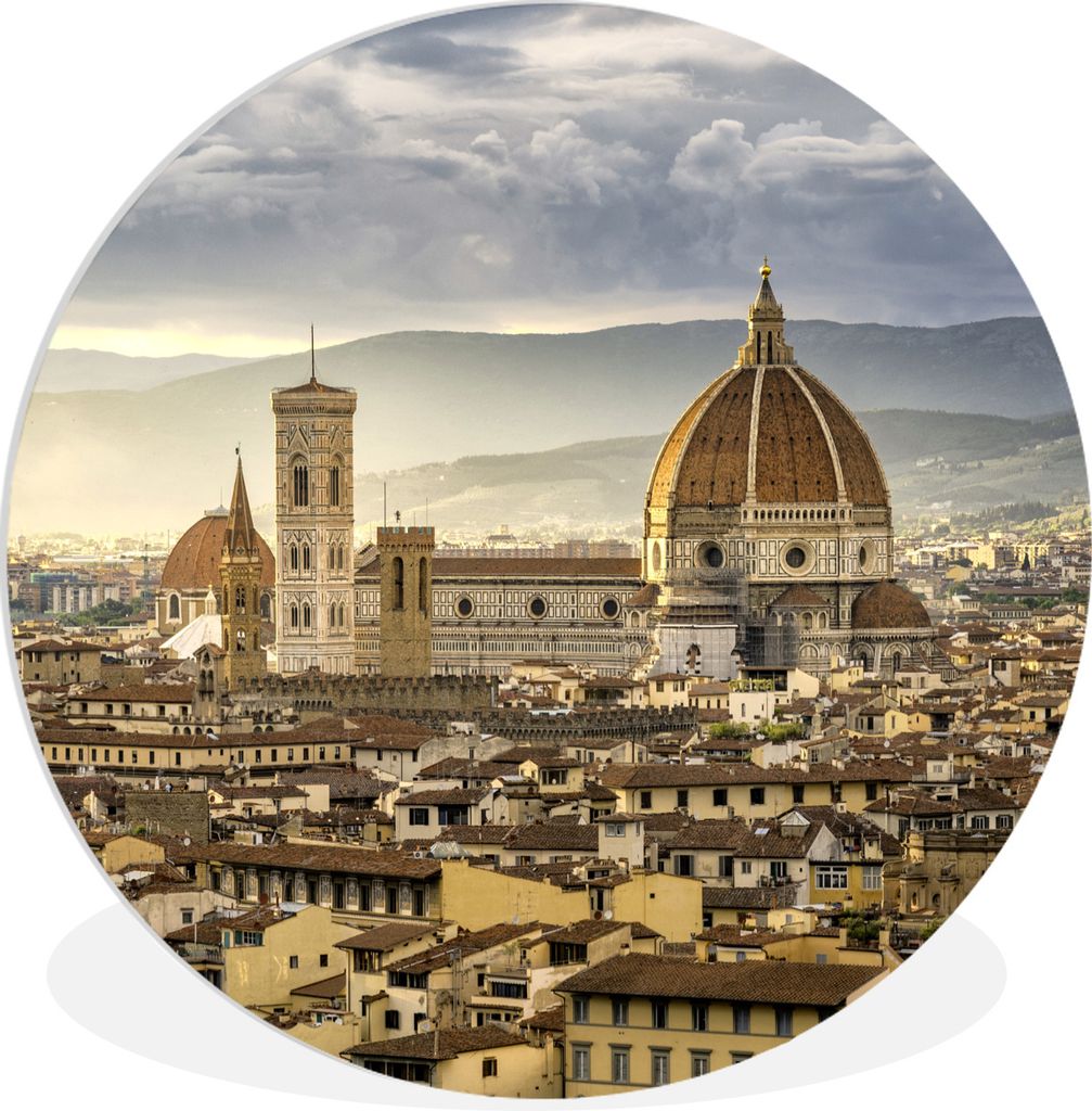 MuchoWow Rundes Wandbild - Runde Bilder Italien - Sonnenuntergang - Florenz Ø 60 cm Kreis Wanddekoration Kunststoff - Wandkreis - Wandschmuck - ...