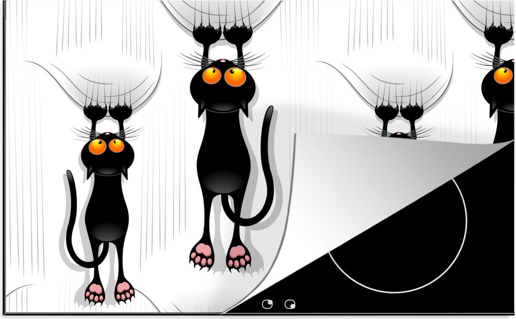 KitchenYeah Herdabdeckplatte Muster - Katze - Schwarz - Jungen - Mädchen - Kinder - Kinder , 83x51cm, Küche Deko, Glaskeramikfeld Herdabdeckung...