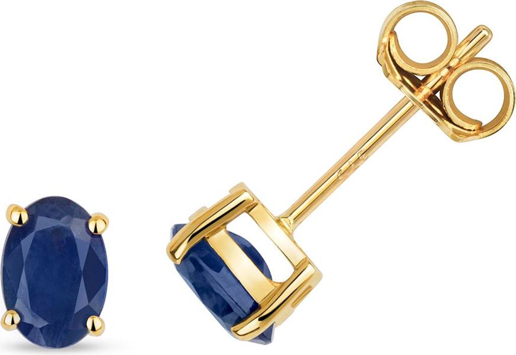 9 Karat (375) Gold Damen - Paar Ohrstecker mit Saphir - 6mm*4mm; TRS31189KY