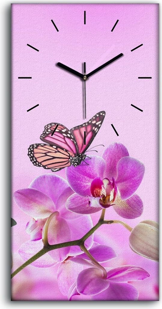 Wandbild Leinwand Bilder mit Uhr 30x60 Malerei Blumen Natur Produktbild 