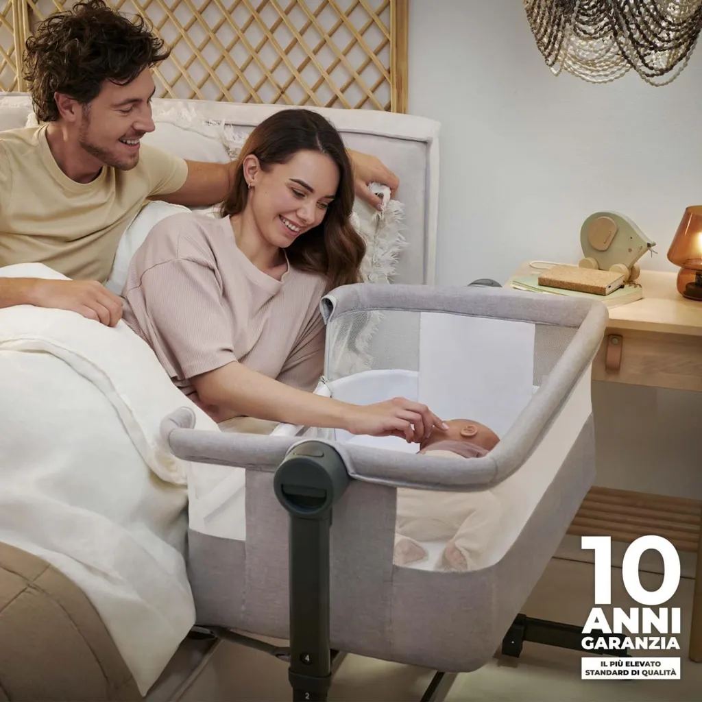 Kinderkraft Nestee Up2 Gris Clair Lit à Barreaux et Cododo Bébé 2 en 1