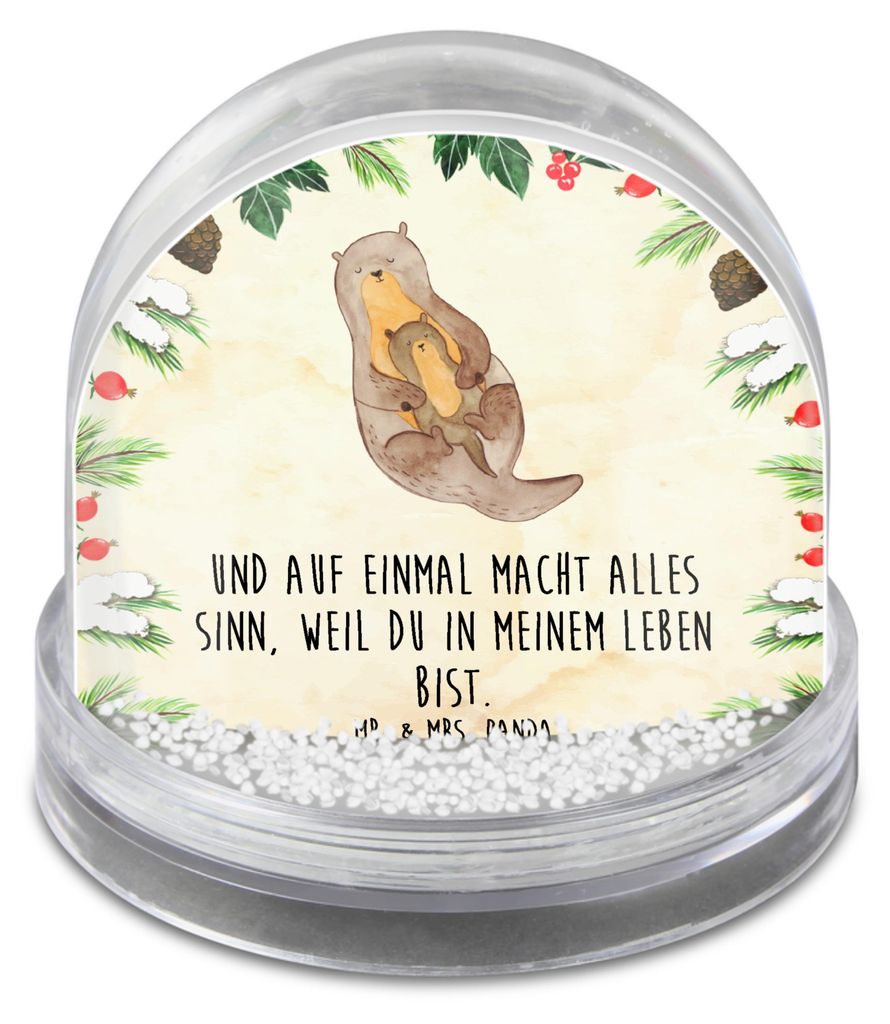 Mr. & Mrs. Panda Weihnachts Schneekugel Otter Kind - Naturpapier - Geschenk, Geburt, Weihnachten, Baby, Mama, dekoartikel, Familie, schnee kugel, w...