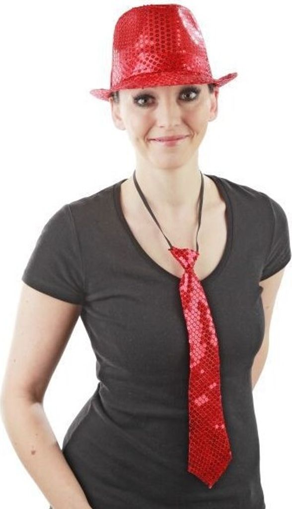 Roter Paillettenhut Pailletten Hut Glitzer Rot Produktbild 