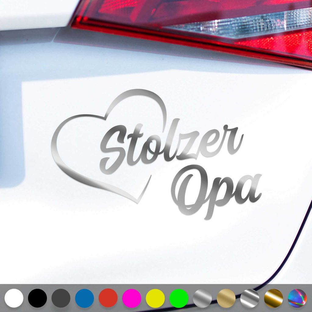 PantherPixel Stolzer Opa Aufkleber Großeltern Enkelkinder Sticker Auto Geschenkidee Farbe Chrom-Silber