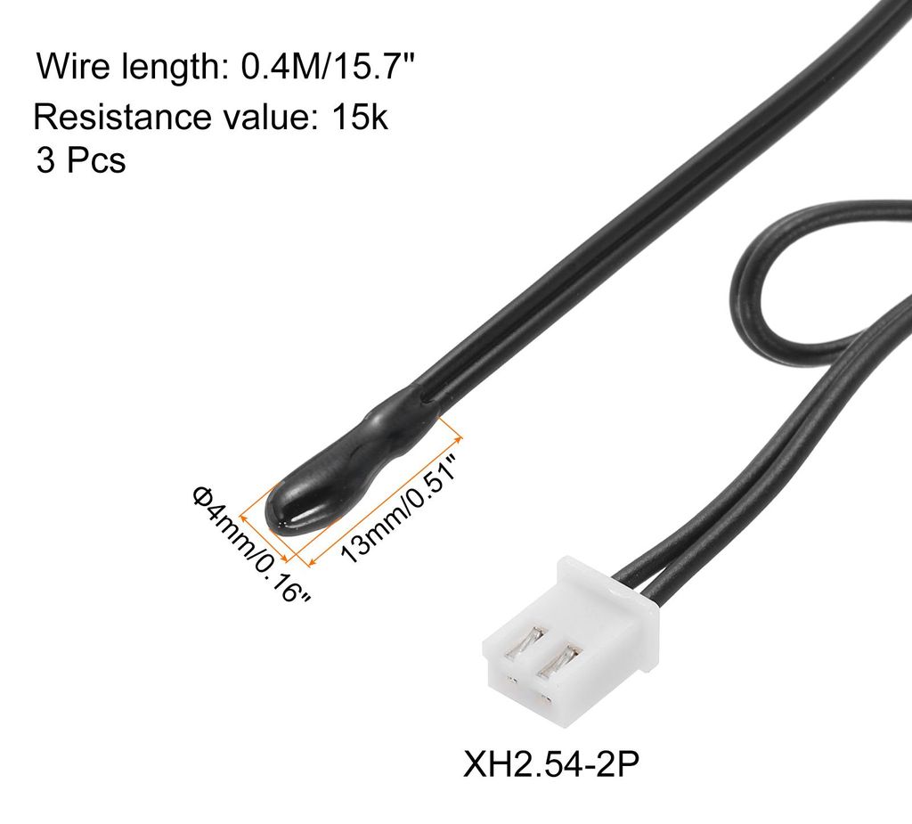 NTC 15K Temperatursensor, 3 Stš¹ck Epoxidharz Temperatursensor Sonde Wasserdicht Thermometer-Verl?ngerungskabel mit XH2.54-2P-Anschluss (40cm)