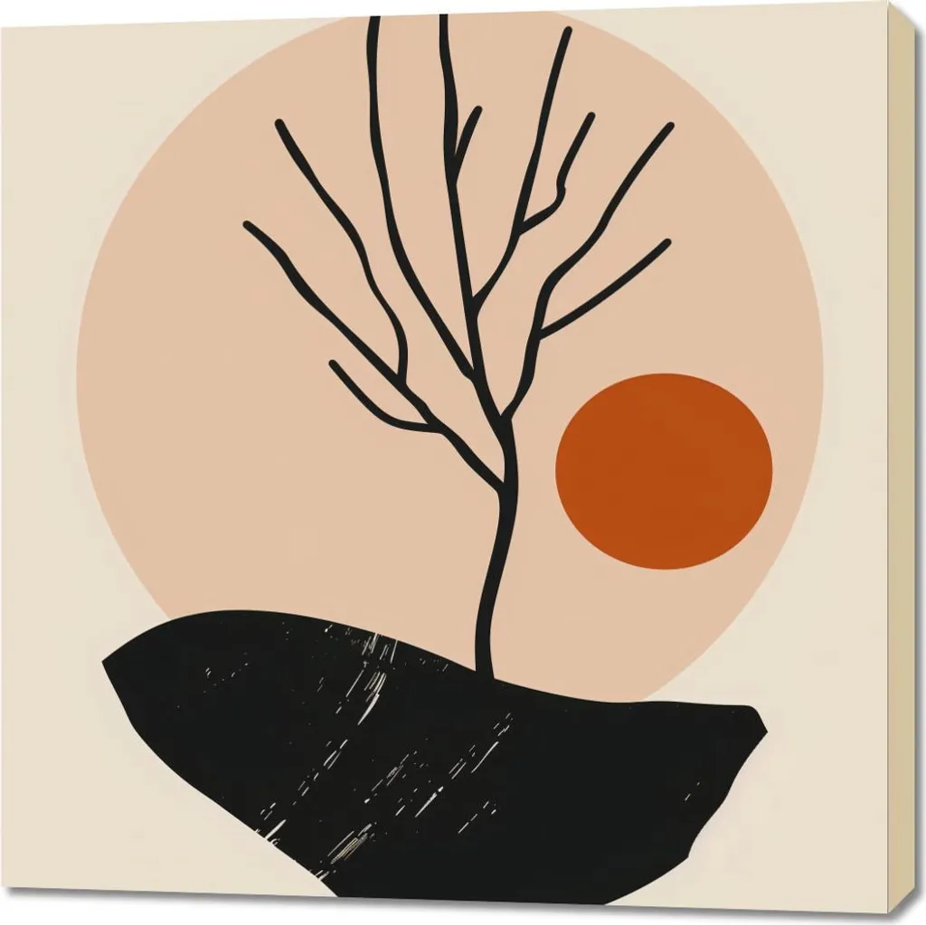 Déco Murale Arbre nu 90x90 cm - Idéal pour une Ambiance Zen et Épurée