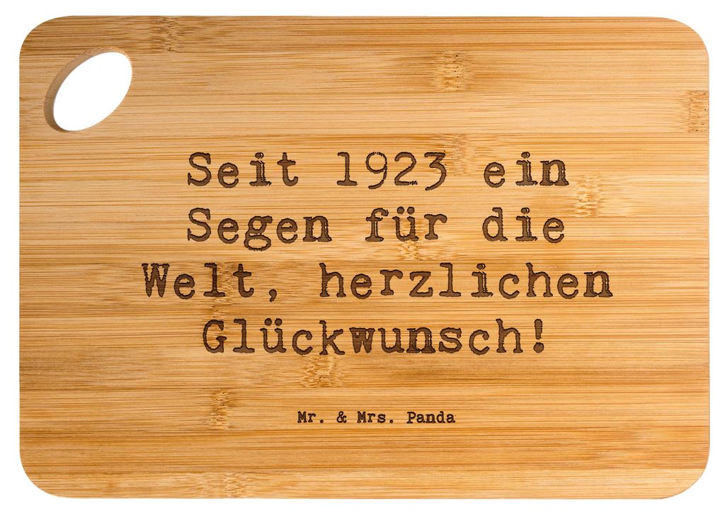 Mr. & Mrs. Panda Frühstücksbrettchen Spruch 1923 Geburtstag Segen - Transparent - Geschenk, seit, Happy Birthday, Schneidebrett, Jubiläum, holzs...
