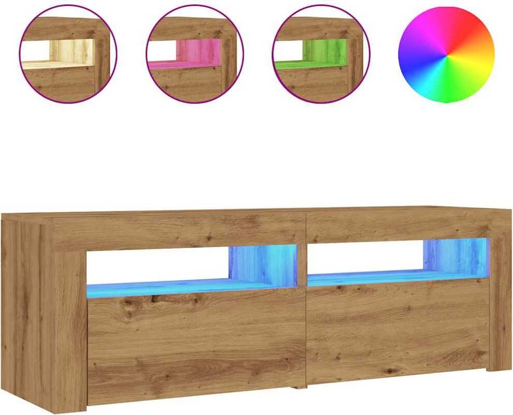 TV-Schrank mit LED Artisan-Eiche 120x35x40 cm Holzwerkstoff