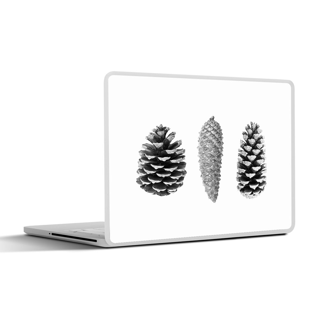 MuchoWow Laptop Aufkleber Sticker Cover Tannenzapfen - Natur - Schwarz und Weiß - Herbst 40x30 cm - Laptop Dekoration - Selbstklebend