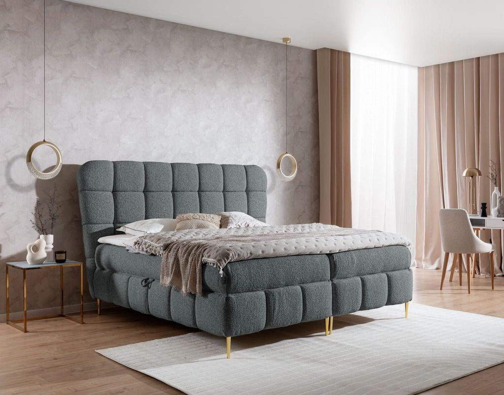 YOURHOUSE24 Boxspringbett LOLLY Hotelbett Mit Zwei Bettkasten Kontinentales Bett (Farbe: corbett 98, Größe: 160x200 cm)