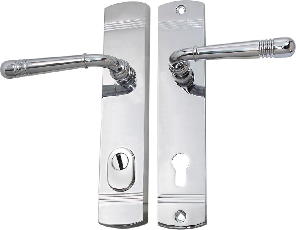 Haustür Schutzbeschlag Helena LS Chrom HS 92 mm Dr-Dr mit ZA Türdrücker