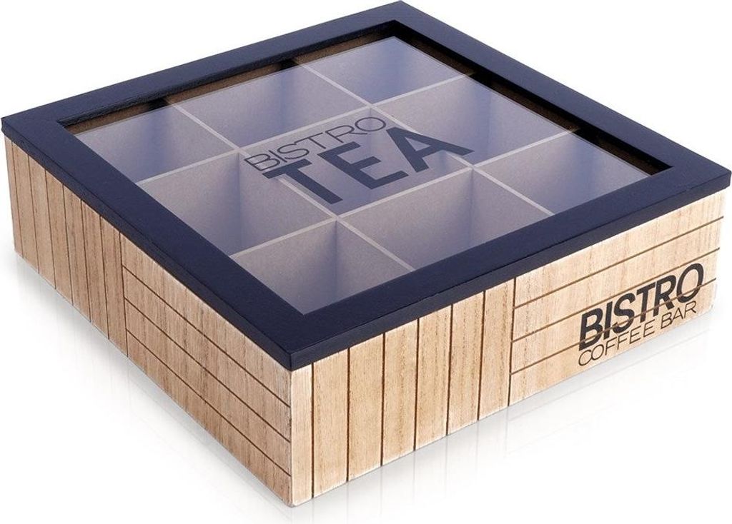 Porta bustine di tè con 9 scomparti e coperchio per il tè Immagine del prodotto 
