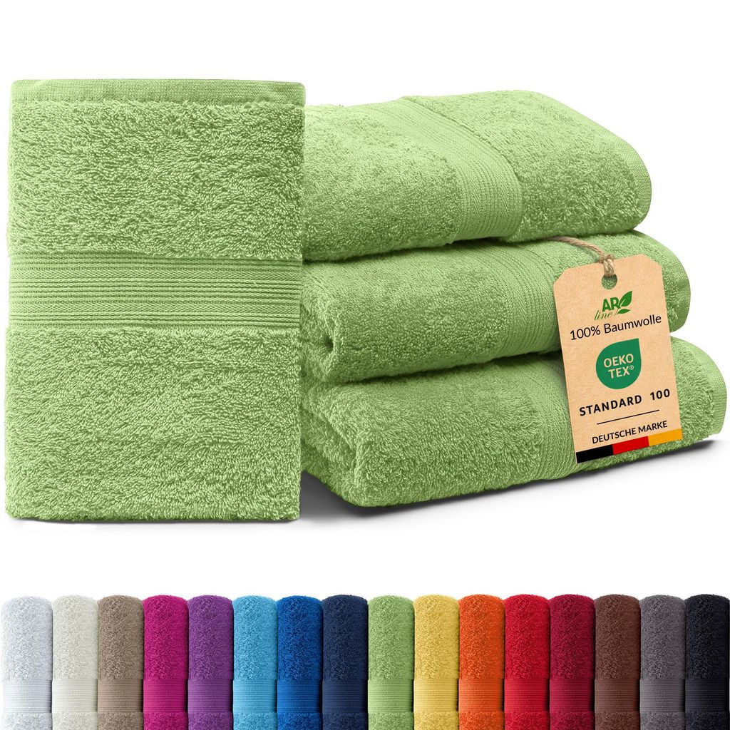 4er-Set ARIZONA Handtuch-Serie von AR Line – 100% Baumwolle, 500 g/m², 4er-Set Badetücher 100x150 cm, Apfelgrün
