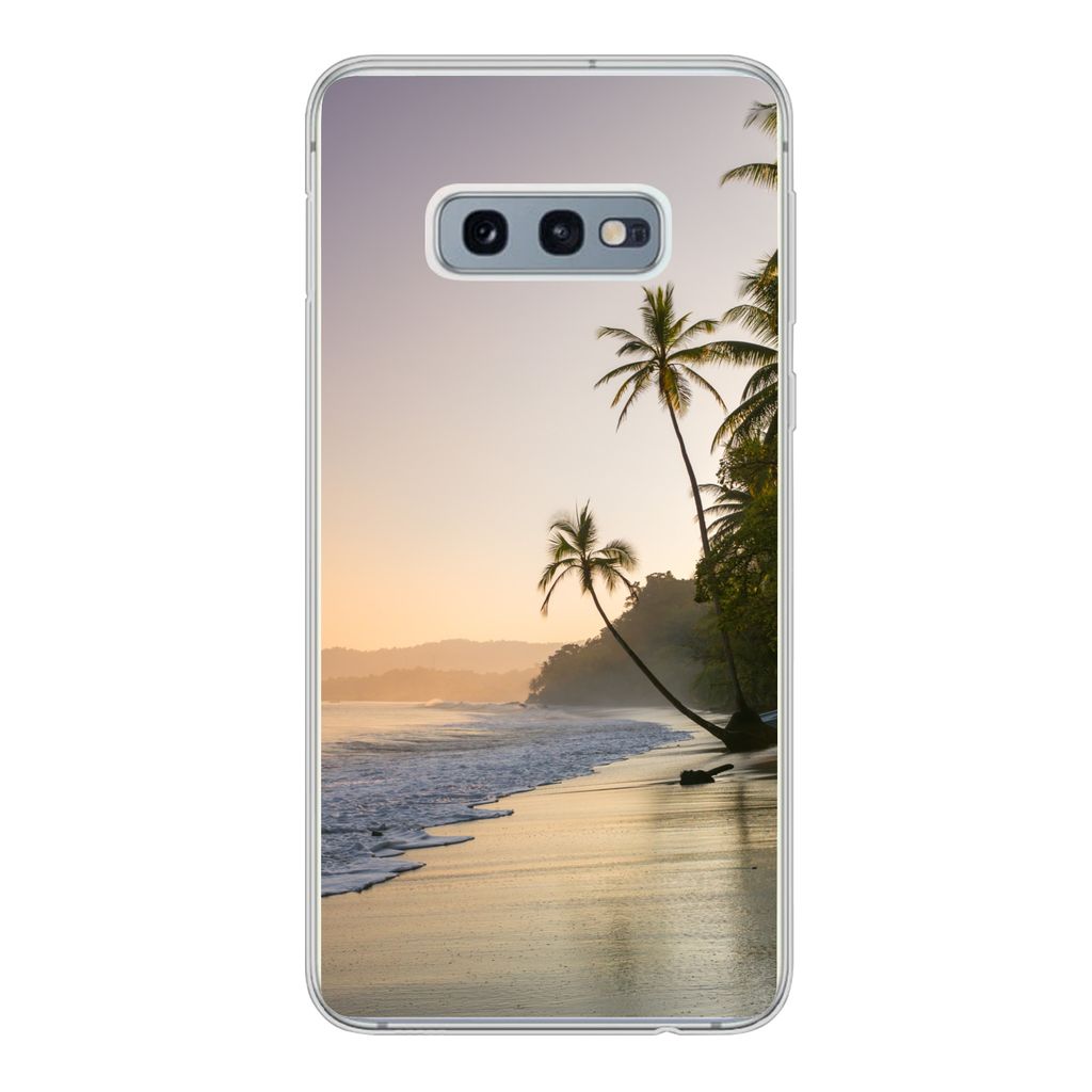 MuchoWow Handyhülle Schutzhülle Hülle für Samsung Galaxy S10e Strand - Sonnenuntergang - Tropisch Silikon Softcase Handy Hülle - Handy