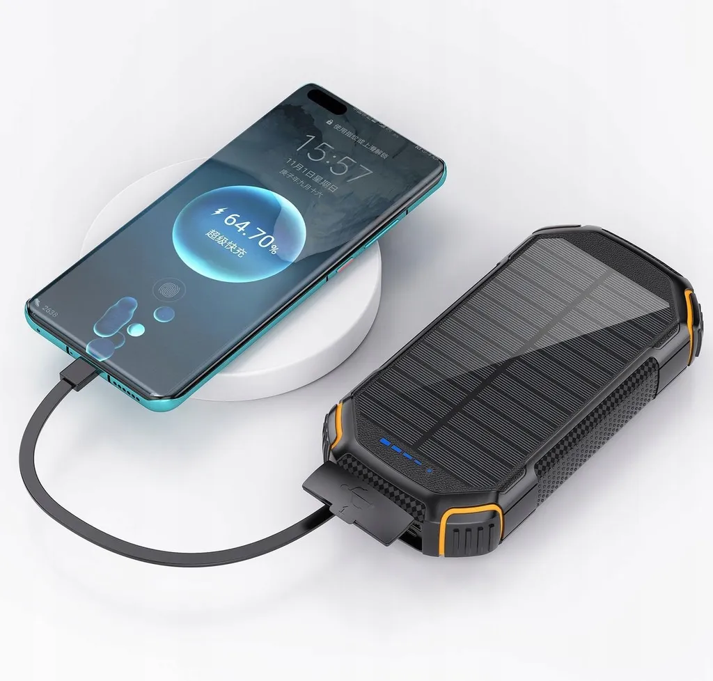 Batterie Solaire 20000mAh 22.5W Power Bank Haute Capacité Charge Rapide
