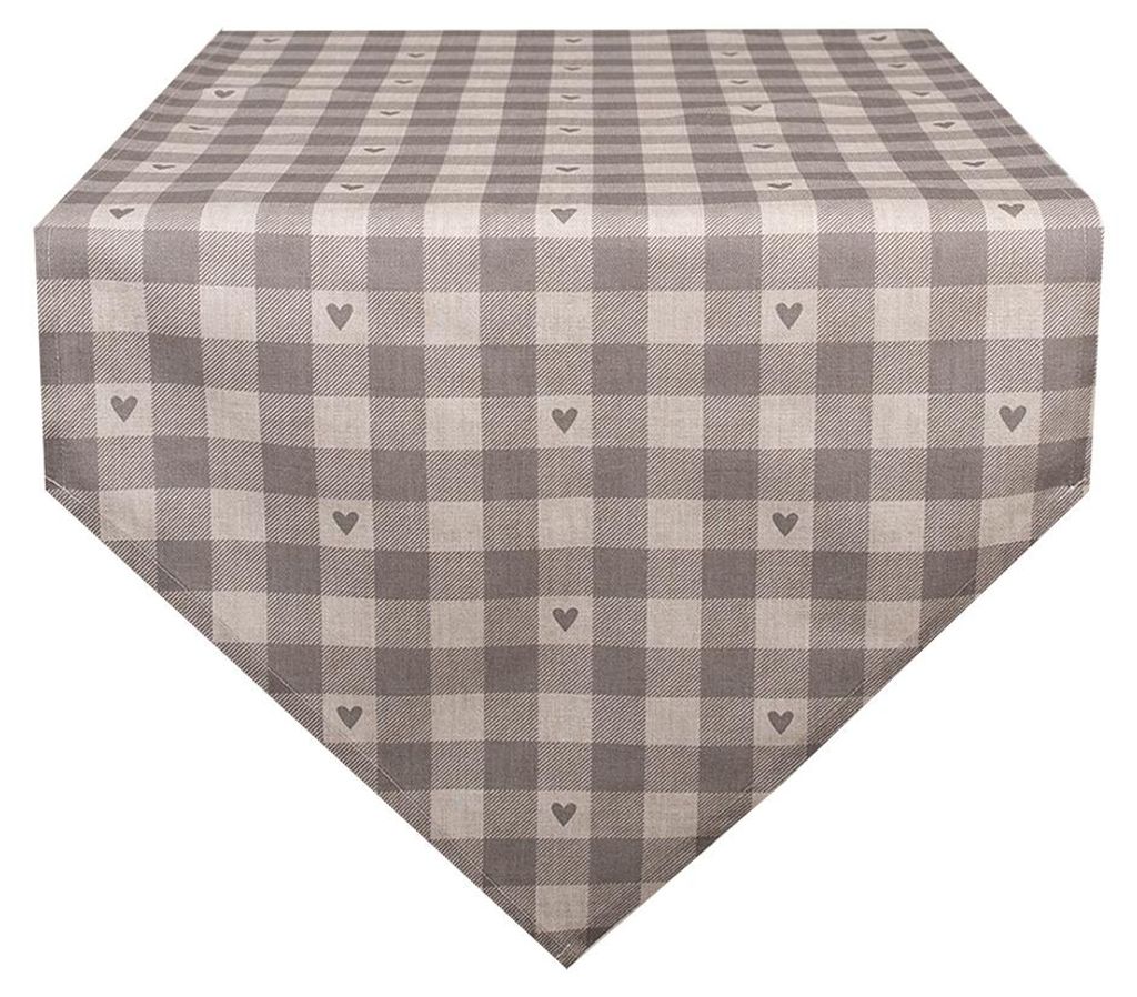 Clayre & Eef Bežec na stôl 50x160 cm Béžová Sivá Bavlnené Obrázok produktu 
