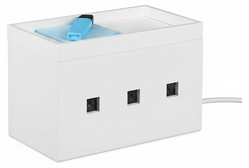 Relaxdays Kabelbox Bambus, Steckdosenleiste & Kabel