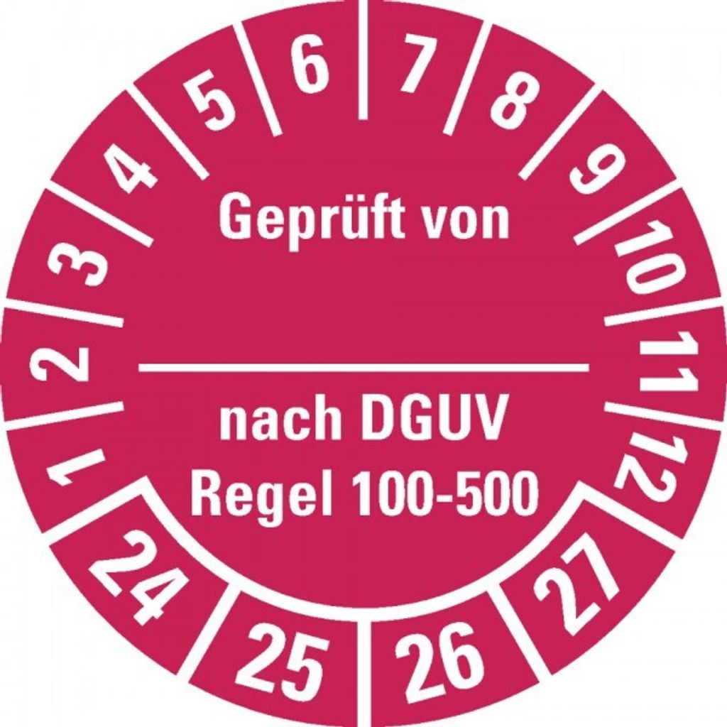 Dreifke Aufkleber I Prüfplakette von..DGUV Regel 100-500 24-27, rot,...