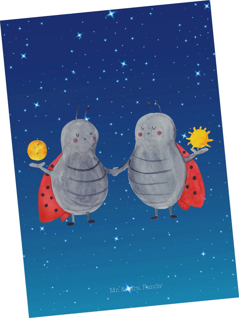 Mr. & Mrs. Panda Grußkarte Sternzeichen Zwilling - Produktbild 