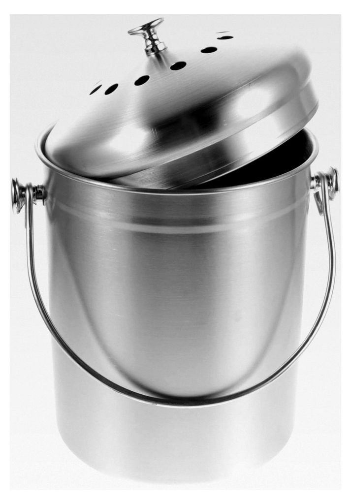 5 Liter Edelstahl Komposteimer mit Deckel und Kohlefilter für Küche und Innenbereich