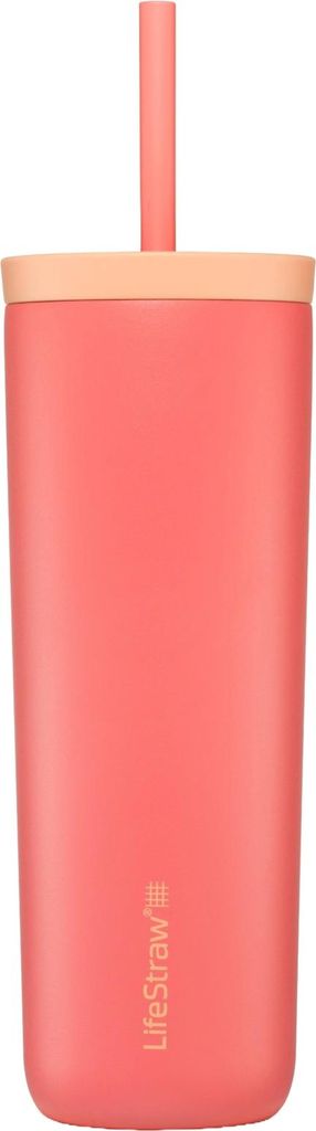 LifeStraw Go Steel Tumbler 530ml (apricot pink) Isolierter Thermobecher aus Edelstahl mit Filter (2-Stage) von LifeStraw