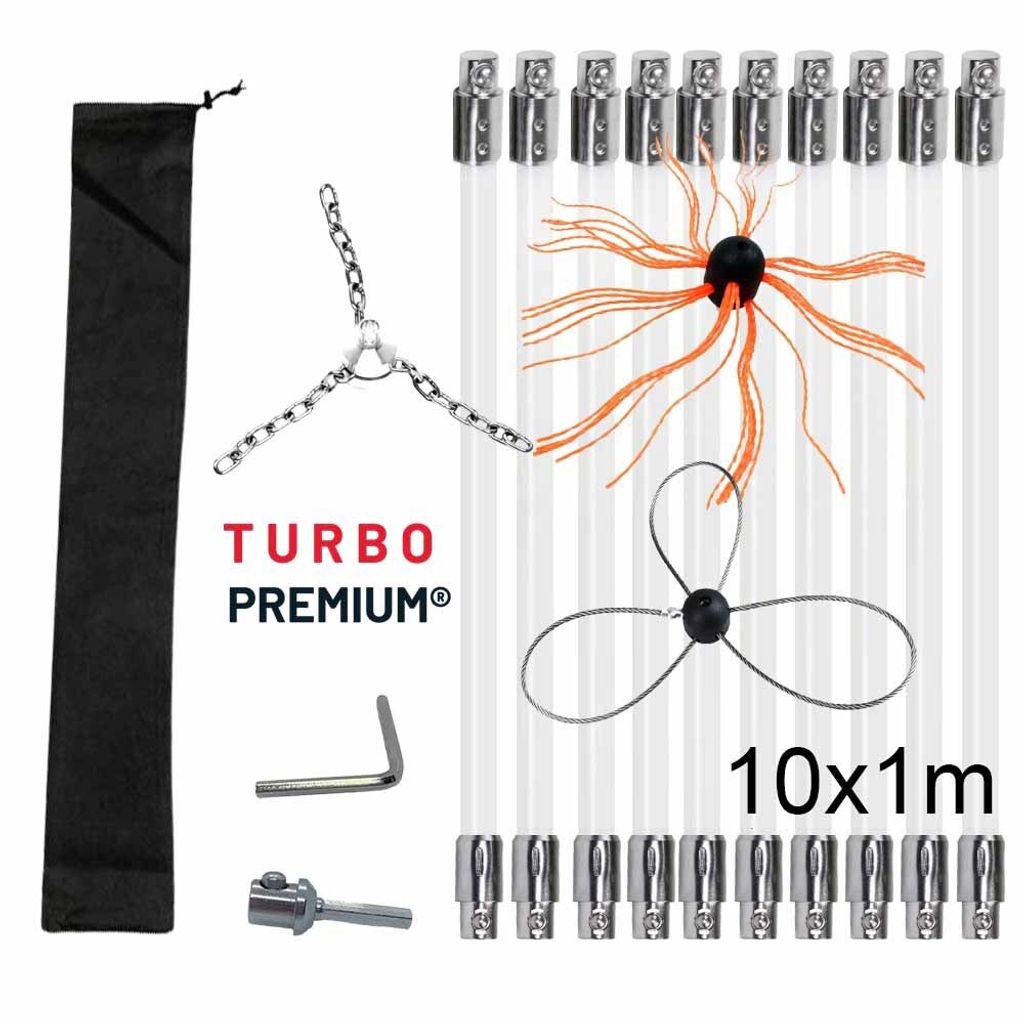 Pulitore rotante per camini completo TURBO Premium® - 10M Immagine del prodotto 