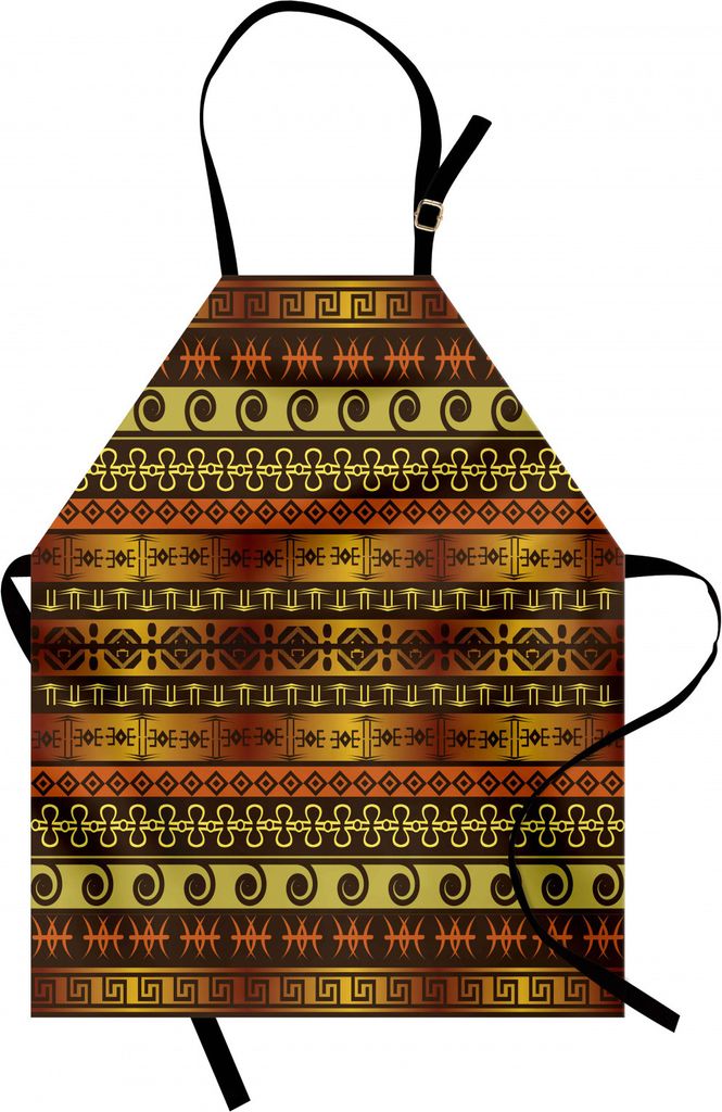 ABAKUHAUS Primitive Kochschürze, Indigene geometrische Motive mit ethnischer Verzierung Traditionelle Stammesfiguren, Farbfest Höhenverstellbar W...