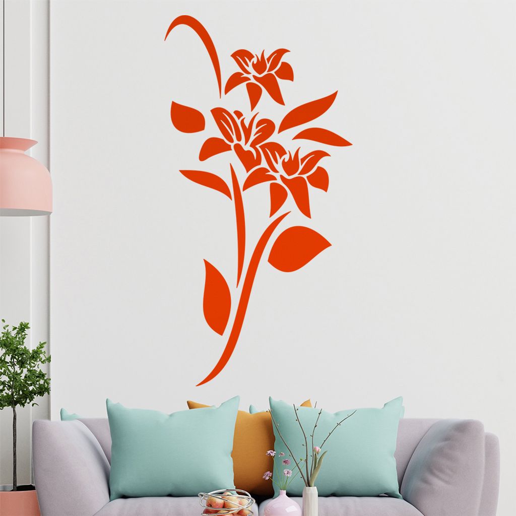 Blumen - Linien Wandtattoo in 6 Größen - Wandaufkleber Wall Sticker - Dekoration, Küche, Wohnzimmer, Schlafzimmer, Badezimmer