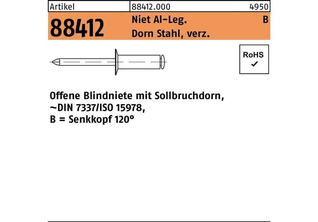 Reyher Offene Blindniete Alu/verz. SEKO B 5x30 (100 Stück)