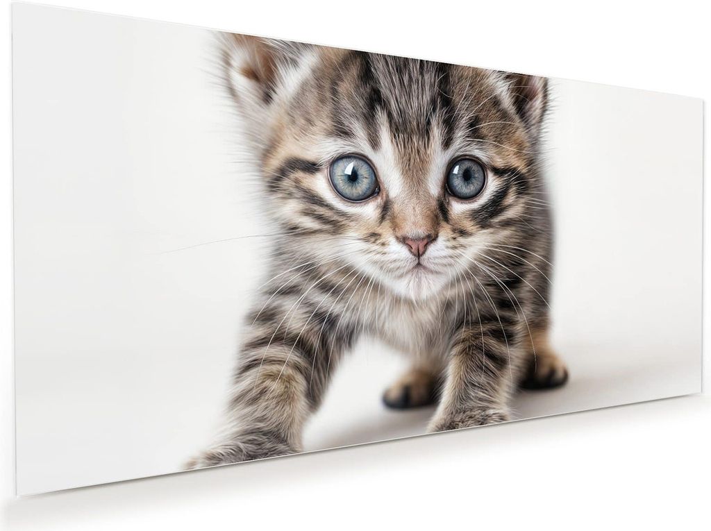 Glasbild 80x40cm in XXL für Wohnzimmer, Schlafzimmer Motiv Katzenjunges