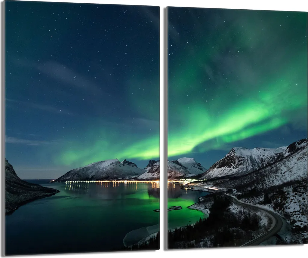 Offerta Copri Piano Cottura Vetro 30x52 Aurora Boreale - Set 2 Pezzi