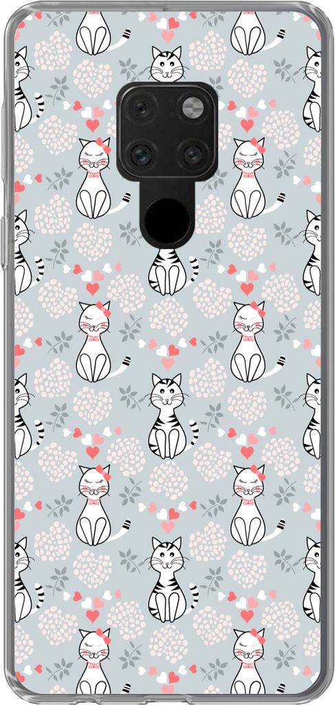 MuchoWow Handyhülle Schutzhülle Hülle für Telefoonhoesje Huawei P40 Lite Muster - Katze - Herz - Mädchen - Kinder - Mädchen Silikon Softcas...