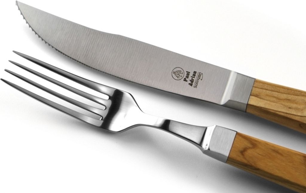 Paul Adrian Solingen Steakbesteck 8tlg. Steak Messer Gabel Grillbesteck Pizzabesteck Set Olive