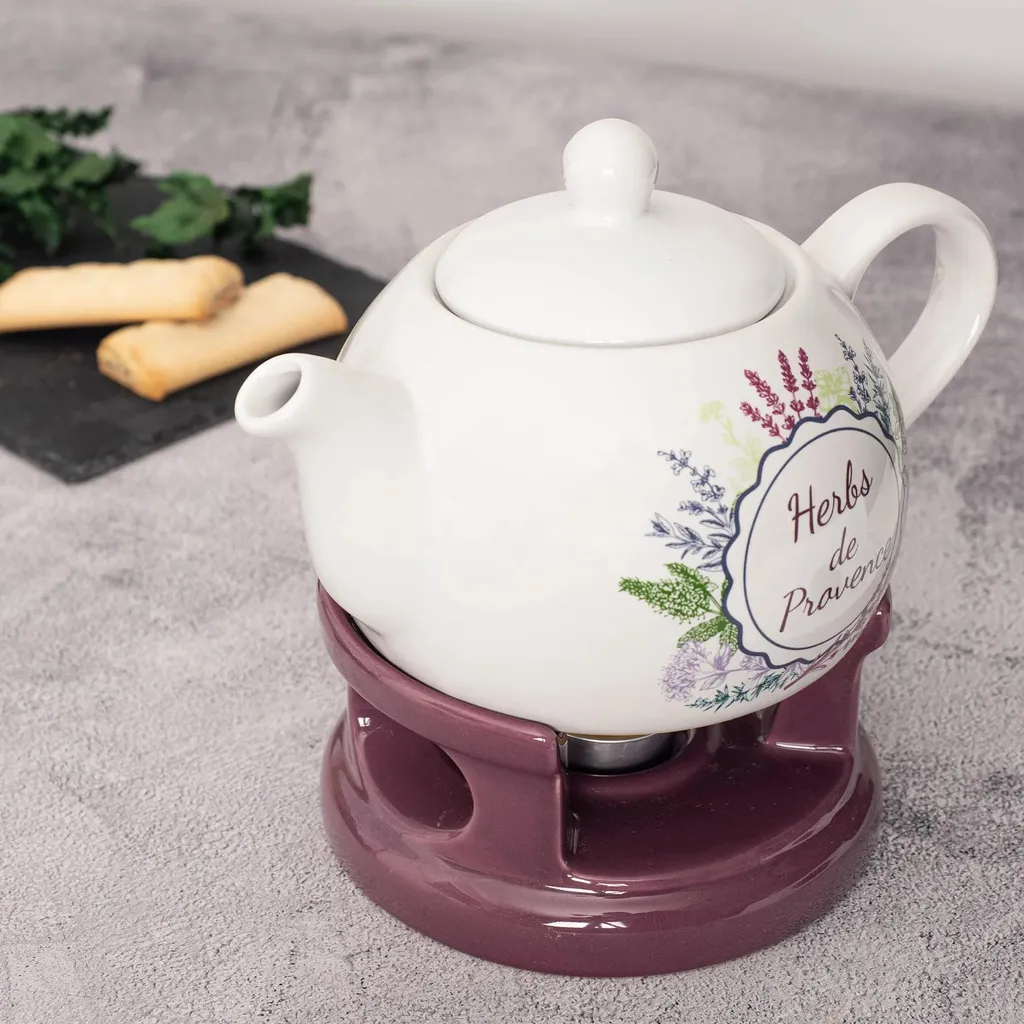 Chauffe-plat violet en céramique robuste - Design ergonomique de table