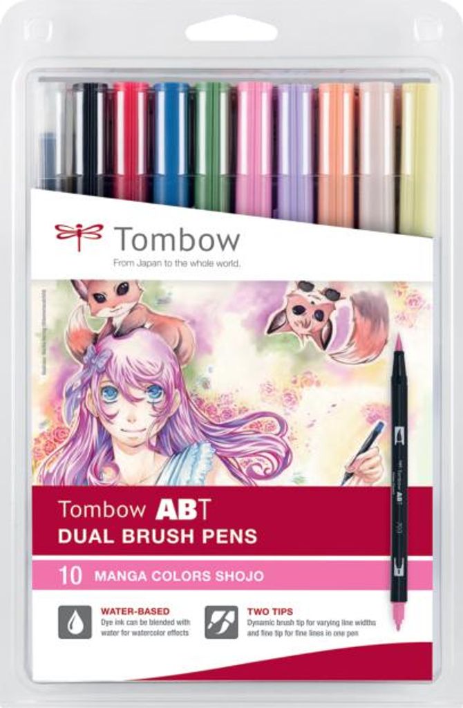 Tombow Doppelfasermaler "ABT DUAL BRUSH PEN" 10er Set Manga Shojo