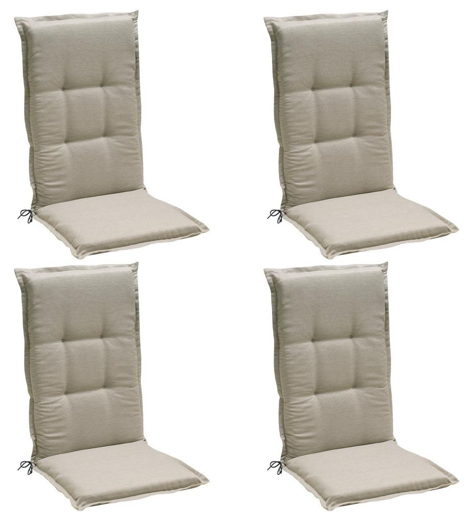 Gartenstuhlauflagen - Creme - Hochlehner - mit Stehsaum - 4er Set