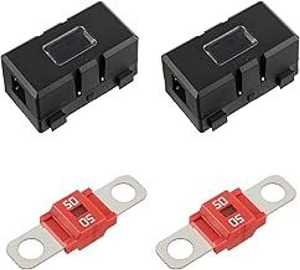 BOJACK 2 pezzi ANS portafusibili per auto e 2 pezzi fusibili bolt-on midi ad alta corrente 50A ampere per auto, camion, veicoli