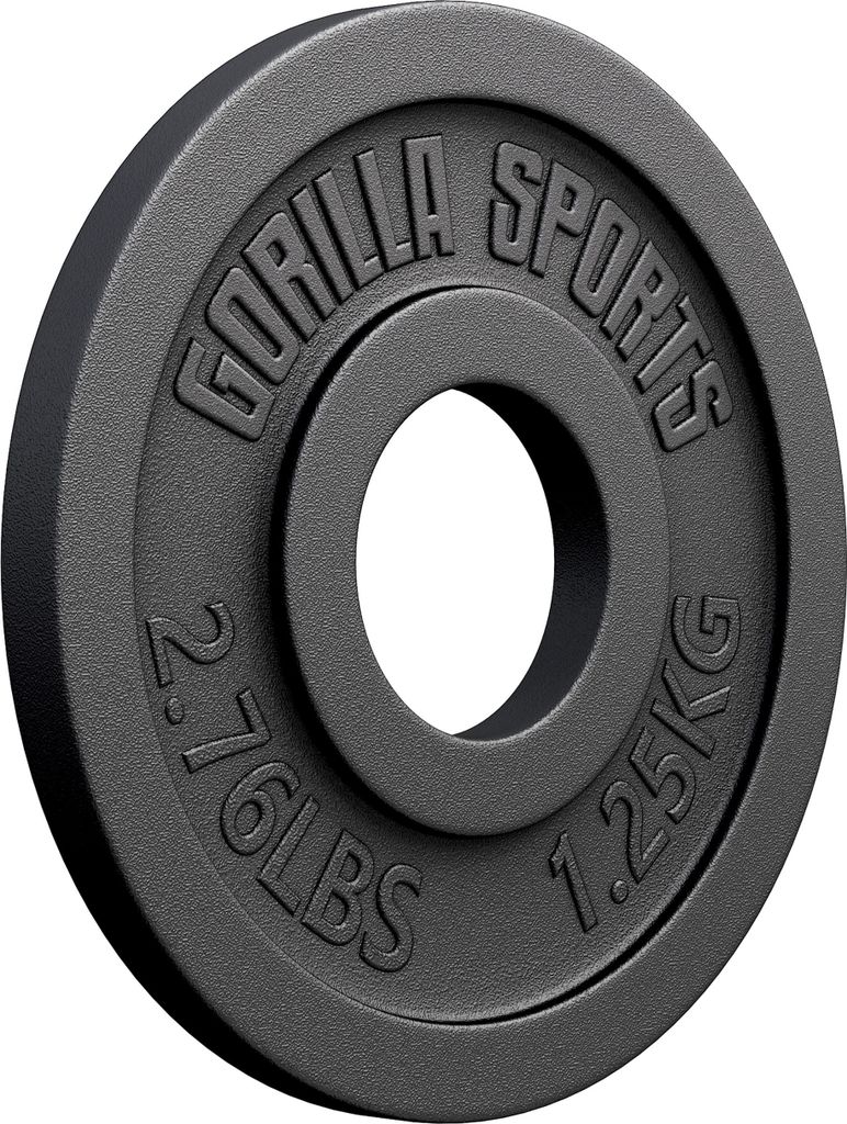 GORILLA SPORTS Olympia Hantelscheiben - 1,25kg Gewichte, 50mm Bohrung, Gusseisen - Gewichtsscheiben, Hantelscheiben-Set, Hanteln