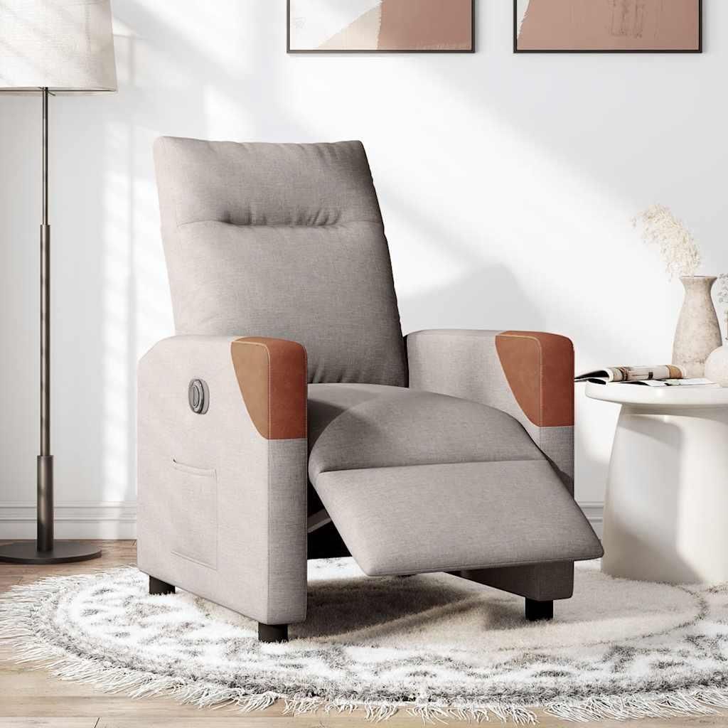 vidaXL Relaxsessel Elektrisch Taupe Stoff
