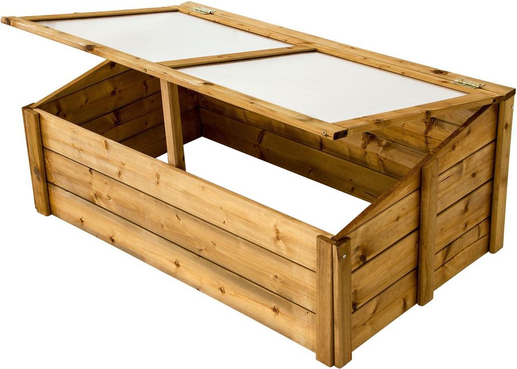 Frühbeet 100x60 cm, braun, Frühbeetaufsatz für Hochbeete, Frühbeetkasten