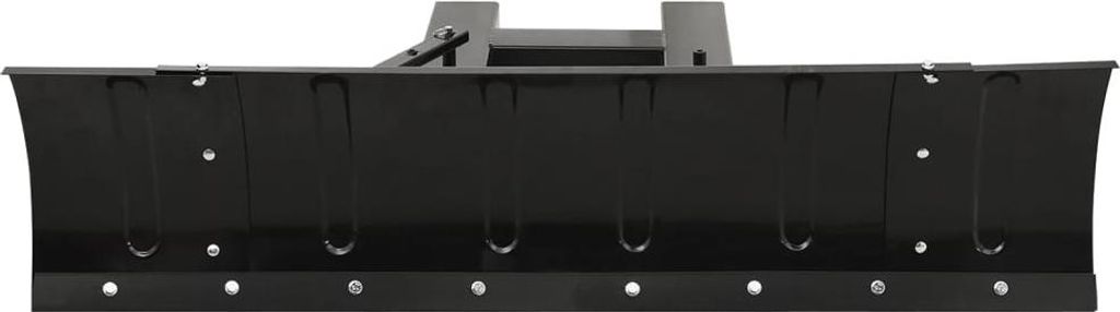 A black snow plow attachment for a forklift, shown from the front against a white background.