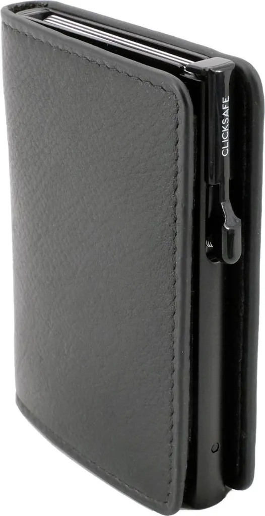 Porte-cartes et portefeuille fin en cuir véritable noir pour homme SLIM