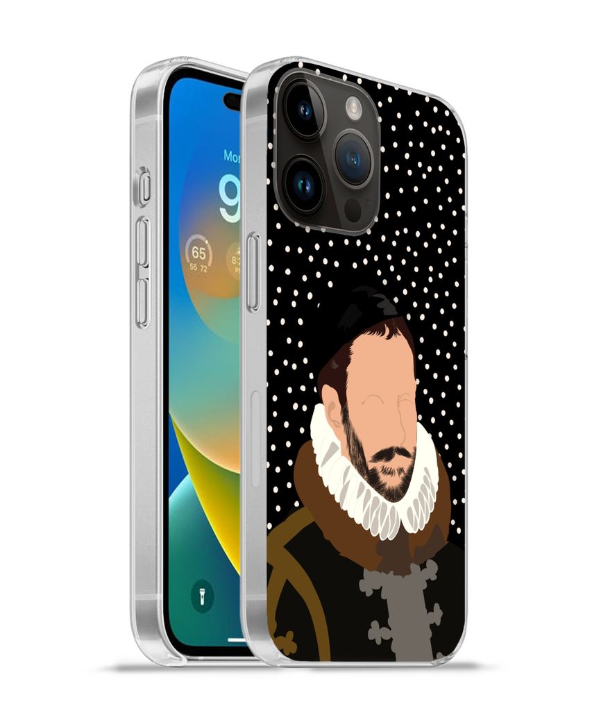 MuchoWow Handyhülle Schutzhülle Hülle für Apple iPhone 14 Pro Max Alte Meister - Wilhelm von Oranien - Dots - Schwarz Silikon Softcase Handy ...