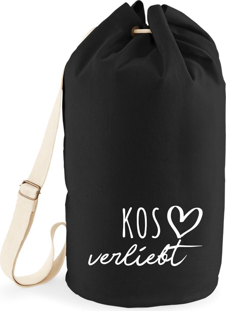 Huuraa Seesack Kos verliebt 20 Liter Black Baumwolle Rucksack Geschenkidee