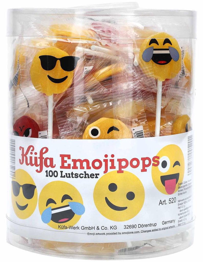 Küfa Emojipops lecca-lecca con motivi 100 pezzi incartati Immagine del prodotto 